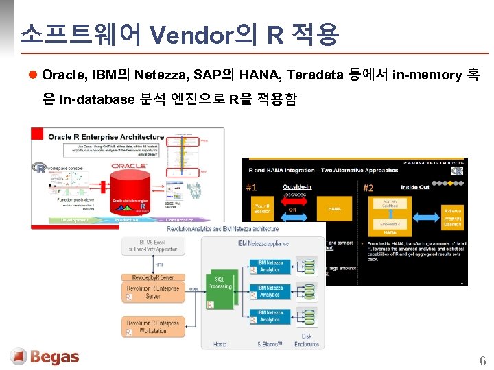 소프트웨어 Vendor의 R 적용 l Oracle, IBM의 Netezza, SAP의 HANA, Teradata 등에서 in-memory 혹