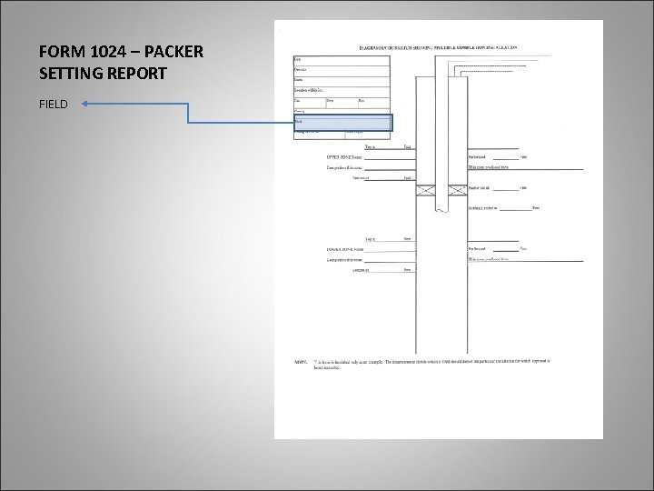 FORM 1024 – PACKER SETTING REPORT FIELD 