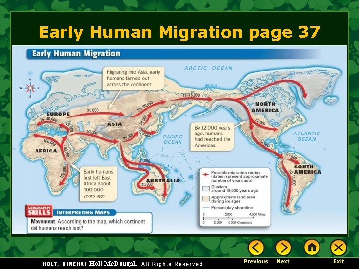 Early Human Migration page 37 Holt Mc. Dougal, 