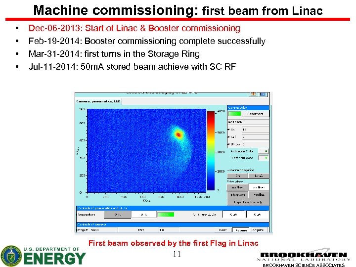 Machine commissioning: first beam from Linac • • Dec-06 -2013: Start of Linac &