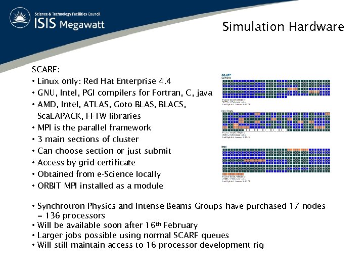 Simulation Hardware SCARF: • Linux only: Red Hat Enterprise 4. 4 • GNU, Intel,