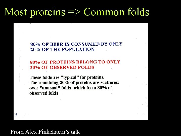 Most proteins => Common folds From Alex Finkelstein’s talk 