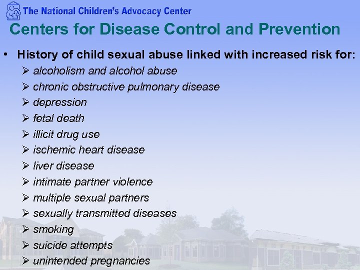 Centers for Disease Control and Prevention • History of child sexual abuse linked with