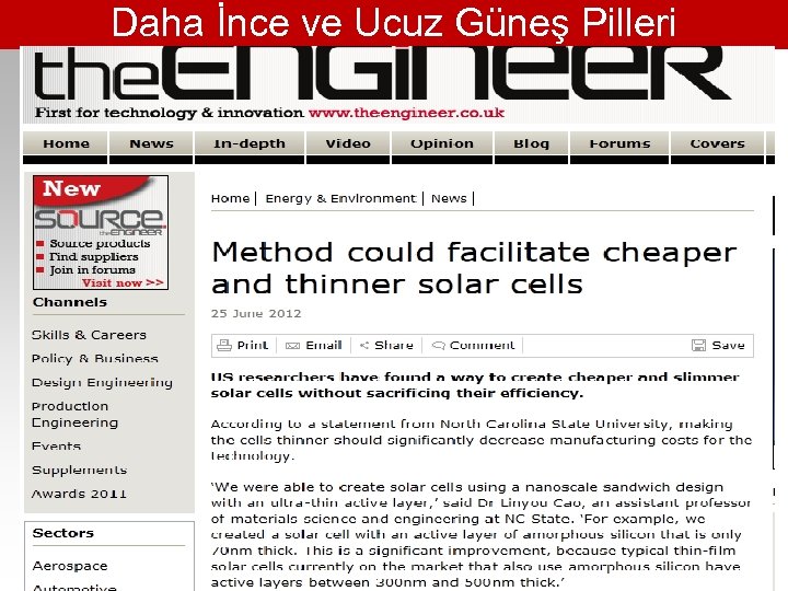 Daha İnce ve Ucuz Güneş Pilleri 