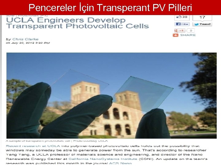 Pencereler İçin Transperant PV Pilleri 