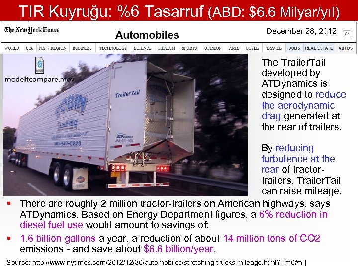 TIR Kuyruğu: %6 Tasarruf (ABD: $6. 6 Milyar/yıl) December 28, 2012 The Trailer. Tail