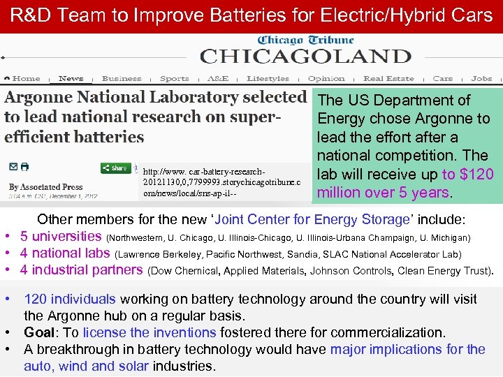 R&D Team to Improve Batteries for Electric/Hybrid Cars http: //www. car-battery-research 20121130, 0, 7799993.