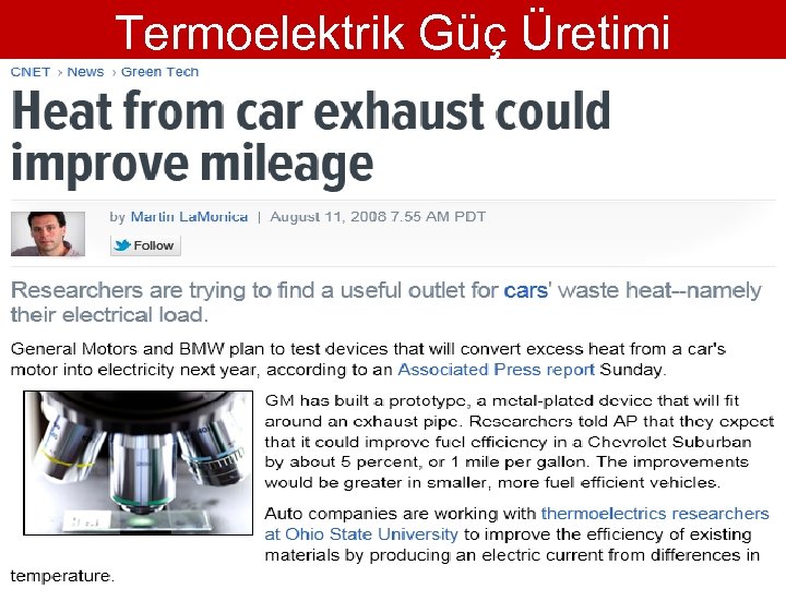 Termoelektrik Güç Üretimi 41 