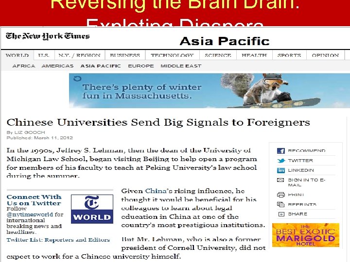 Reversing the Brain Drain: Exploting Diaspora 56 