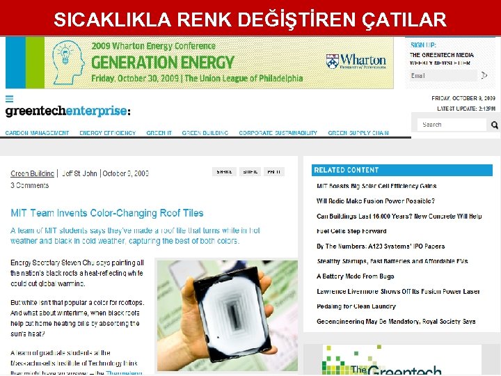 SICAKLIKLA RENK DEĞİŞTİREN ÇATILAR 