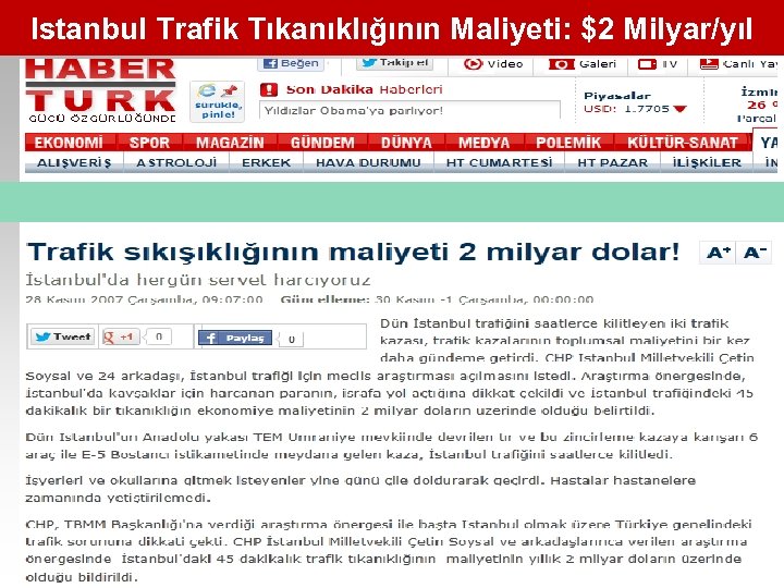 Istanbul Trafik Tıkanıklığının Maliyeti: $2 Milyar/yıl 