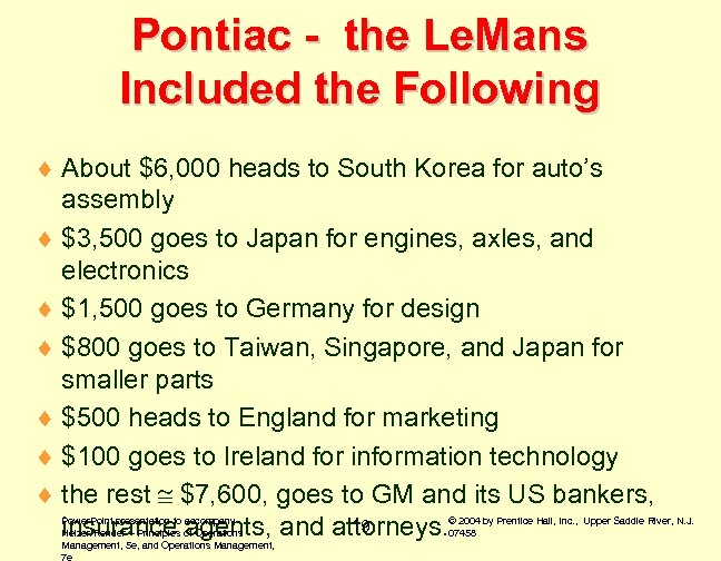 Pontiac - the Le. Mans Included the Following ¨ About $6, 000 heads to