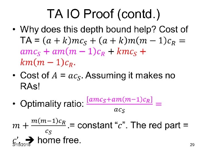 TA IO Proof (contd. ) • 3/15/2018 29 