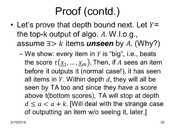 Proof (contd. ) • 3/15/2018 30 