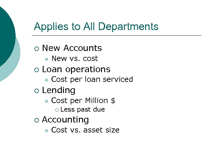 Applies to All Departments ¡ New Accounts l ¡ Loan operations l ¡ New