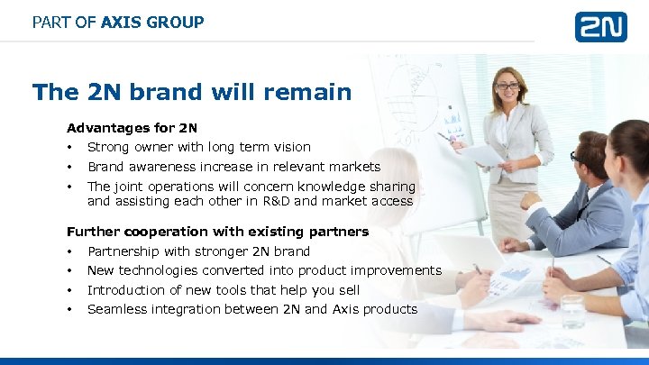 PART OF AXIS GROUP The 2 N brand will remain Advantages for 2 N