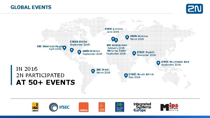 GLOBAL EVENTS IFSEC London June 2016 ISC West Las Vegas April 2016 IN 2016