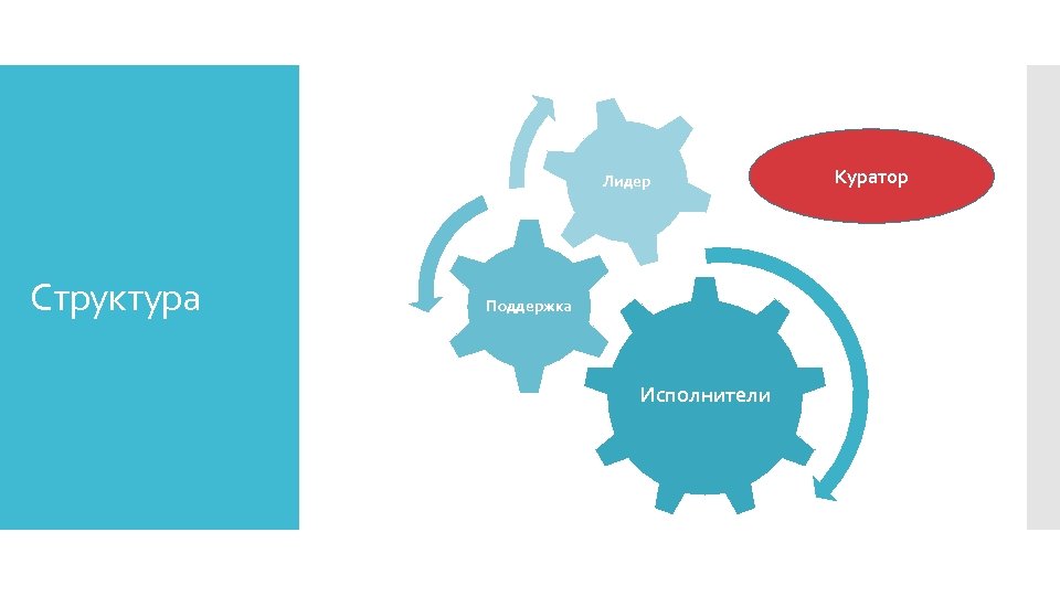Лидер Структура Поддержка Исполнители Куратор 