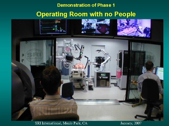 Demonstration of Phase 1 Operating Room with no People SRI International, Menlo Park, CA
