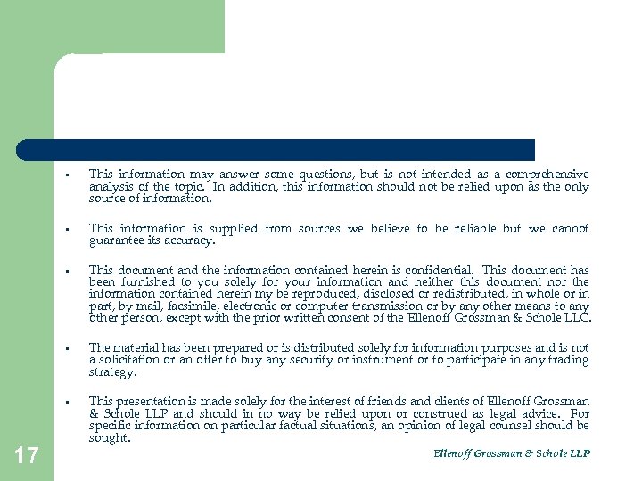 § § This information is supplied from sources we believe to be reliable but