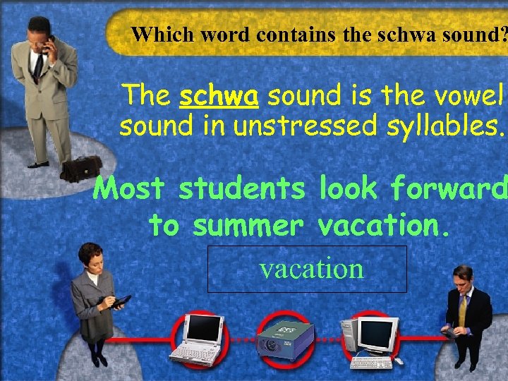 Which word contains the schwa sound? The schwa sound is the vowel sound in