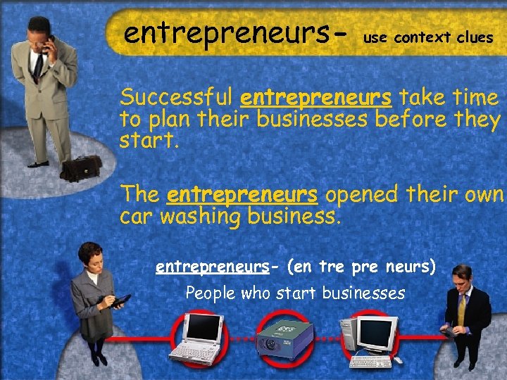 entrepreneurs- use context clues Successful entrepreneurs take time to plan their businesses before they