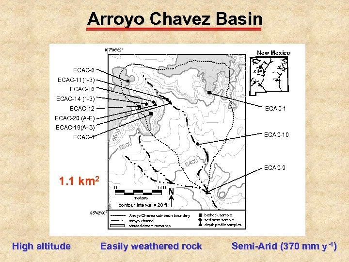 Arroyo Chavez Basin 107 o 06’ 52” New Mexico ECAC-6 site ECAC-11(1 -3) ECAC-16