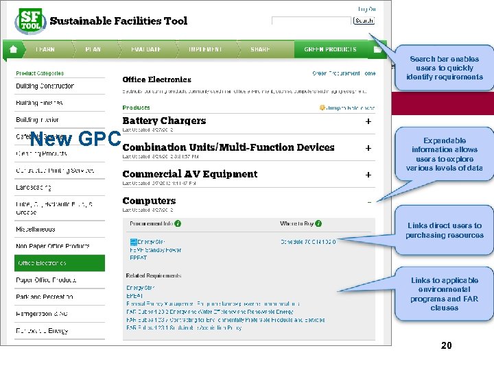 Search bar enables U. S. General Services Administration users to quickly identify requirements Federal