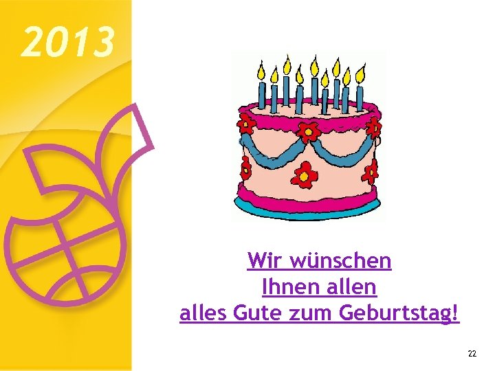 2013 Wir wünschen Ihnen alles Gute zum Geburtstag! 22 