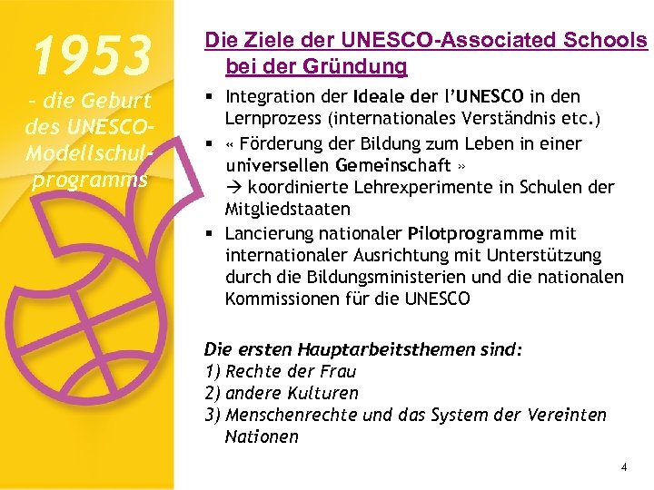 1953 – die Geburt des UNESCOModellschulprogramms Die Ziele der UNESCO-Associated Schools bei der Gründung