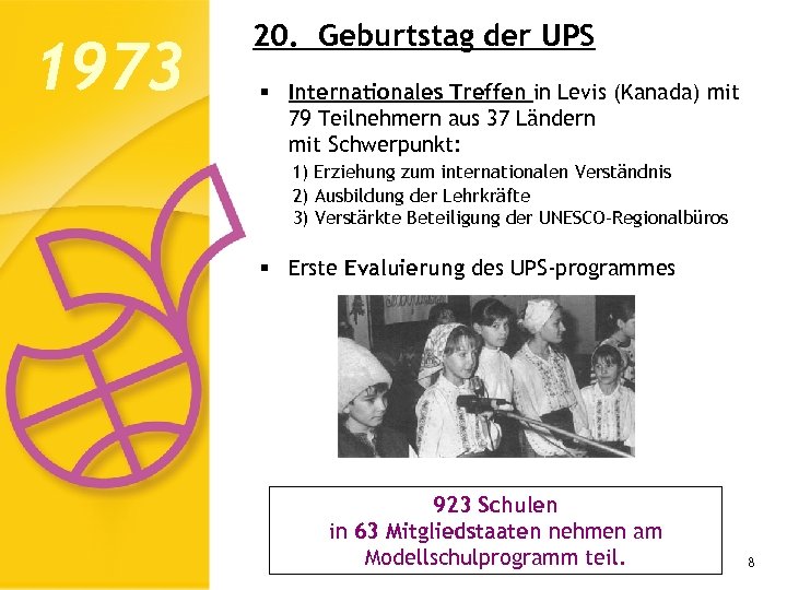 1973 20. Geburtstag der UPS § Internationales Treffen in Levis (Kanada) mit 79 Teilnehmern