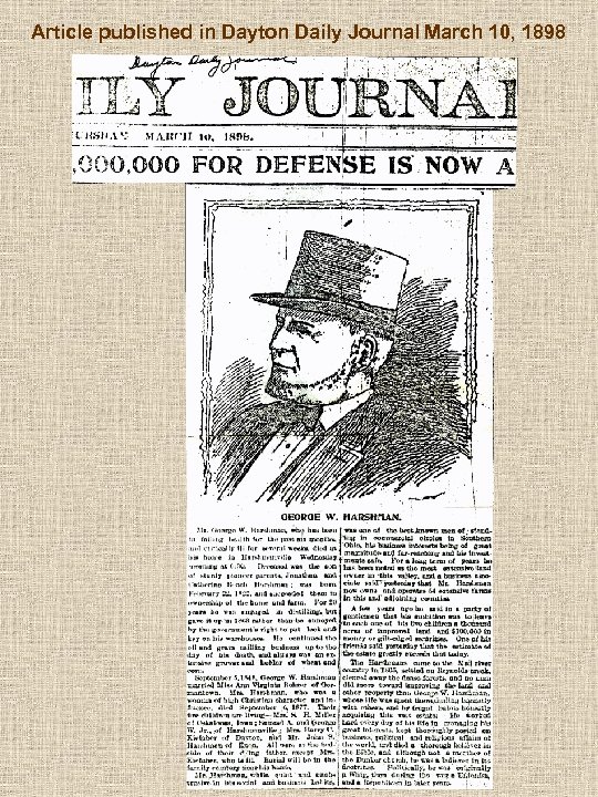 Article published in Dayton Daily Journal March 10, 1898 