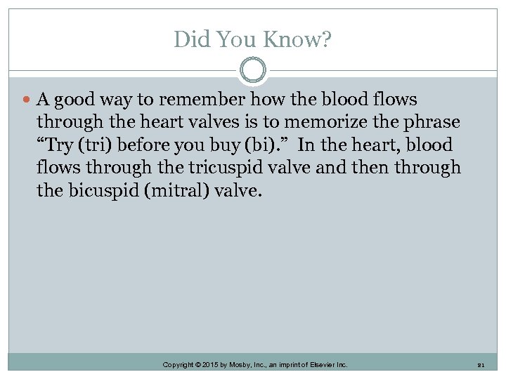 Did You Know? A good way to remember how the blood flows through the