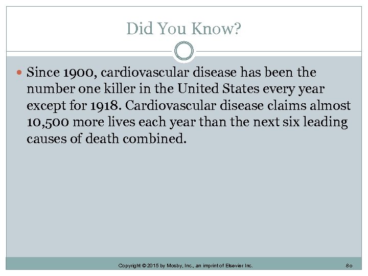 Did You Know? Since 1900, cardiovascular disease has been the number one killer in