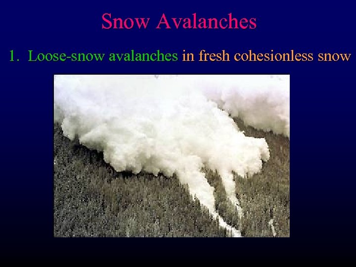 Snow Avalanches 1. Loose-snow avalanches in fresh cohesionless snow 