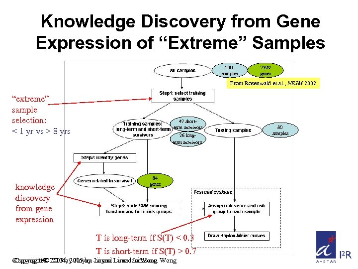 Knowledge Discovery from Gene Expression of “Extreme” Samples 240 samples 7399 genes From Rosenwald