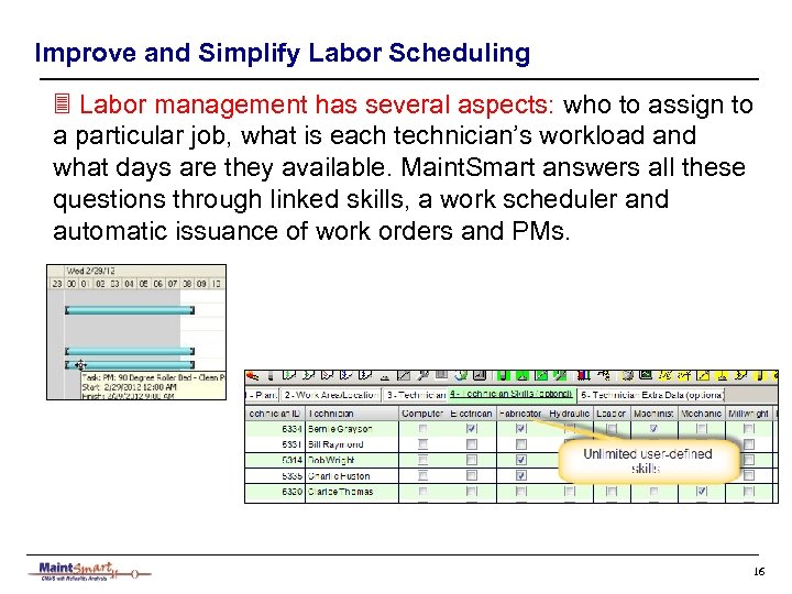 Improve and Simplify Labor Scheduling 3 Labor management has several aspects: who to assign