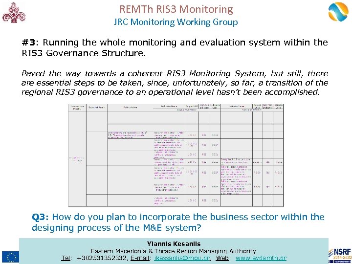 REMTh RIS 3 Monitoring JRC Monitoring Working Group #3: Running the whole monitoring and