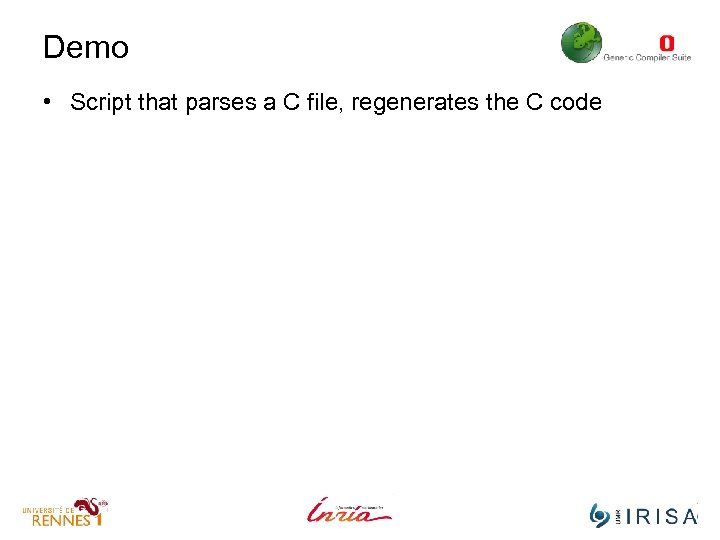 Demo • Script that parses a C file, regenerates the C code 