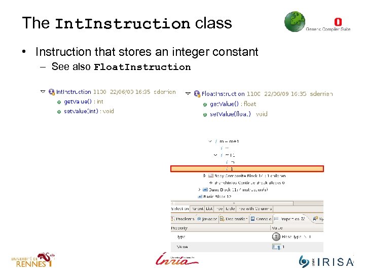 The Int. Instruction class • Instruction that stores an integer constant – See also