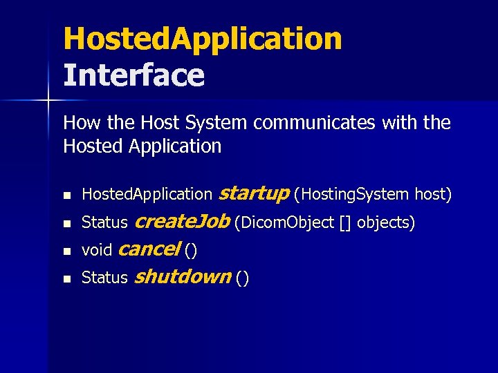 Hosted. Application Interface How the Host System communicates with the Hosted Application n Hosted.