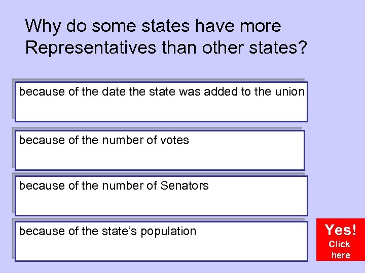 Why do some states have more Representatives than other states? because of the date