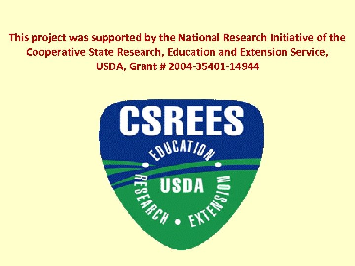 This project was supported by the National Research Initiative of the Cooperative State Research,