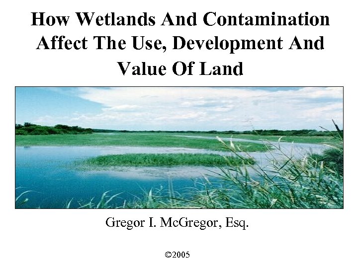 How Wetlands And Contamination Affect The Use, Development And Value Of Land Gregor I.