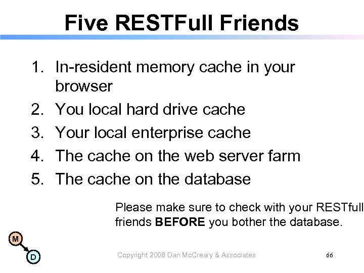 Five RESTFull Friends 1. In-resident memory cache in your browser 2. You local hard