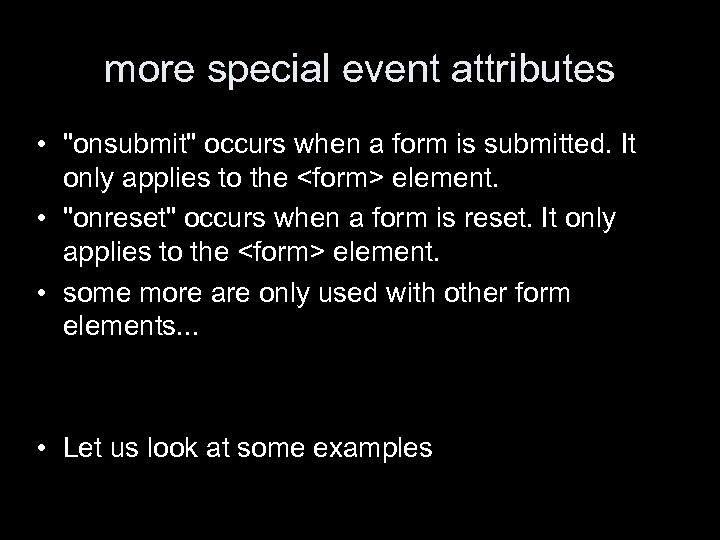 more special event attributes • 