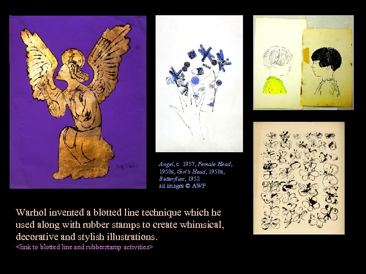 Angel, c. 1957, Female Head, 1950 s, Girl's Head, 1950 s, Butterflies, 1952 all