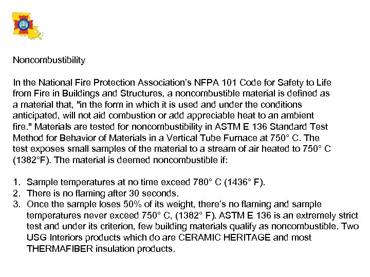 Noncombustibility In the National Fire Protection Association’s NFPA 101 Code for Safety to Life
