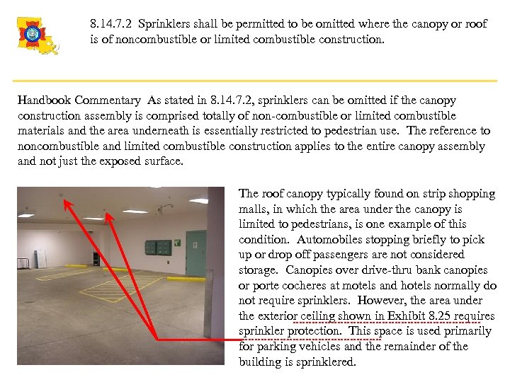 8. 14. 7. 2 Sprinklers shall be permitted to be omitted where the canopy