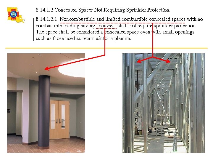 8. 14. 1. 2 Concealed Spaces Not Requiring Sprinkler Protection. 8. 14. 1. 2.